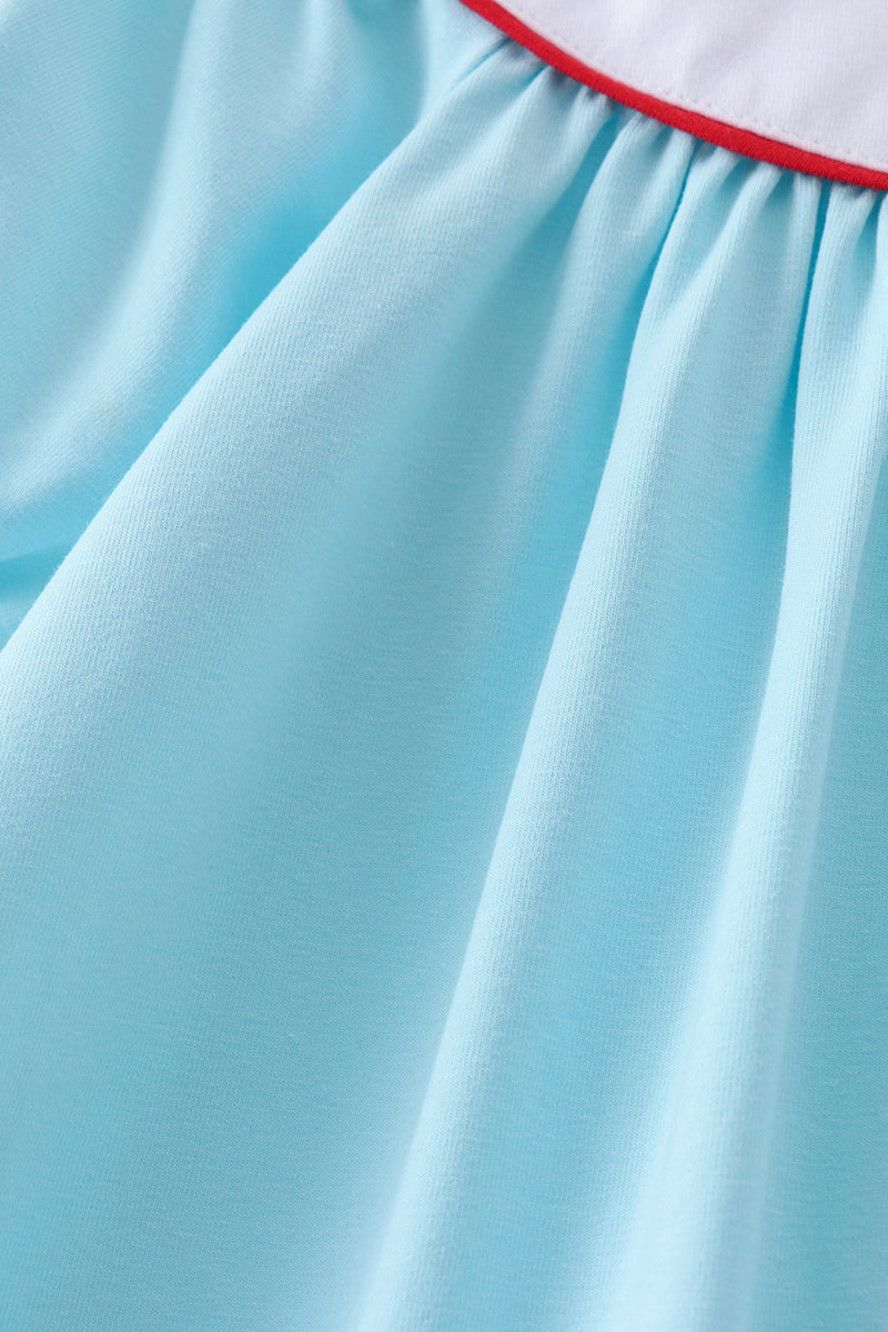 Blue Apple Embroidered Dress