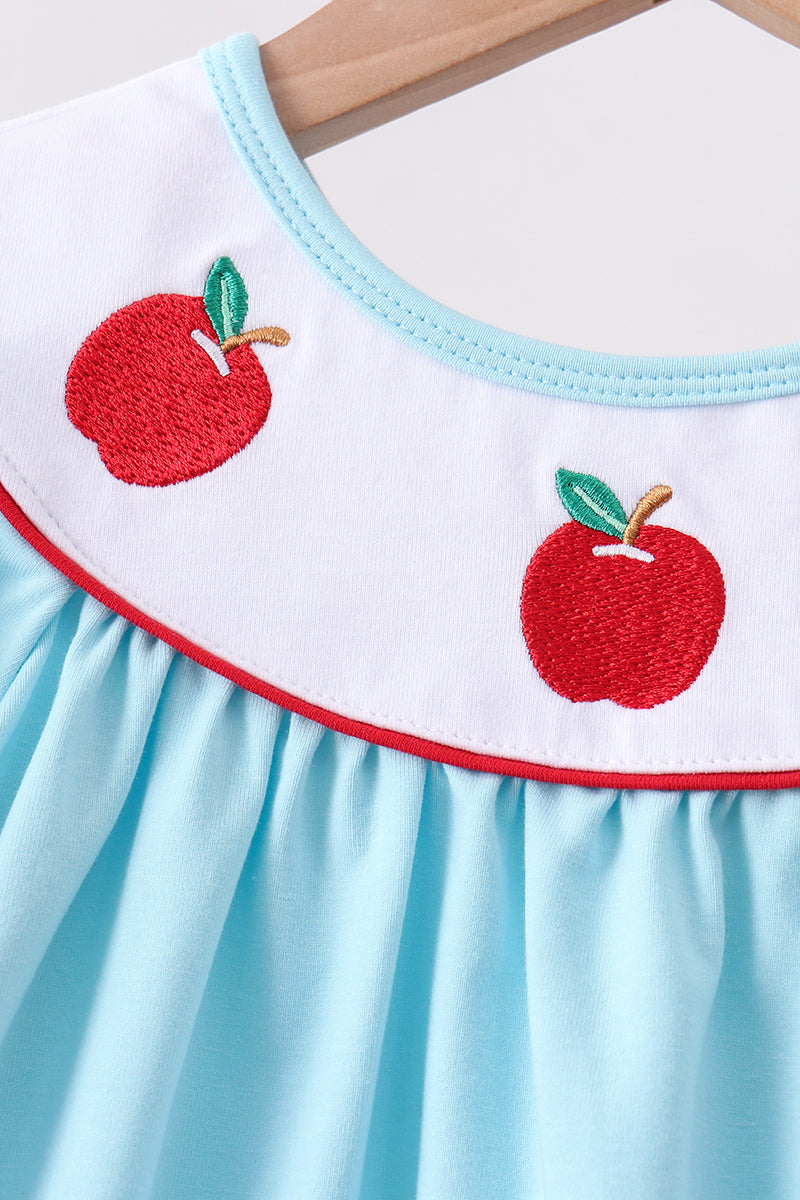 Blue Apple Embroidered Pants Set