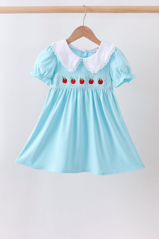 Blue Apple Smocked Lace Dress