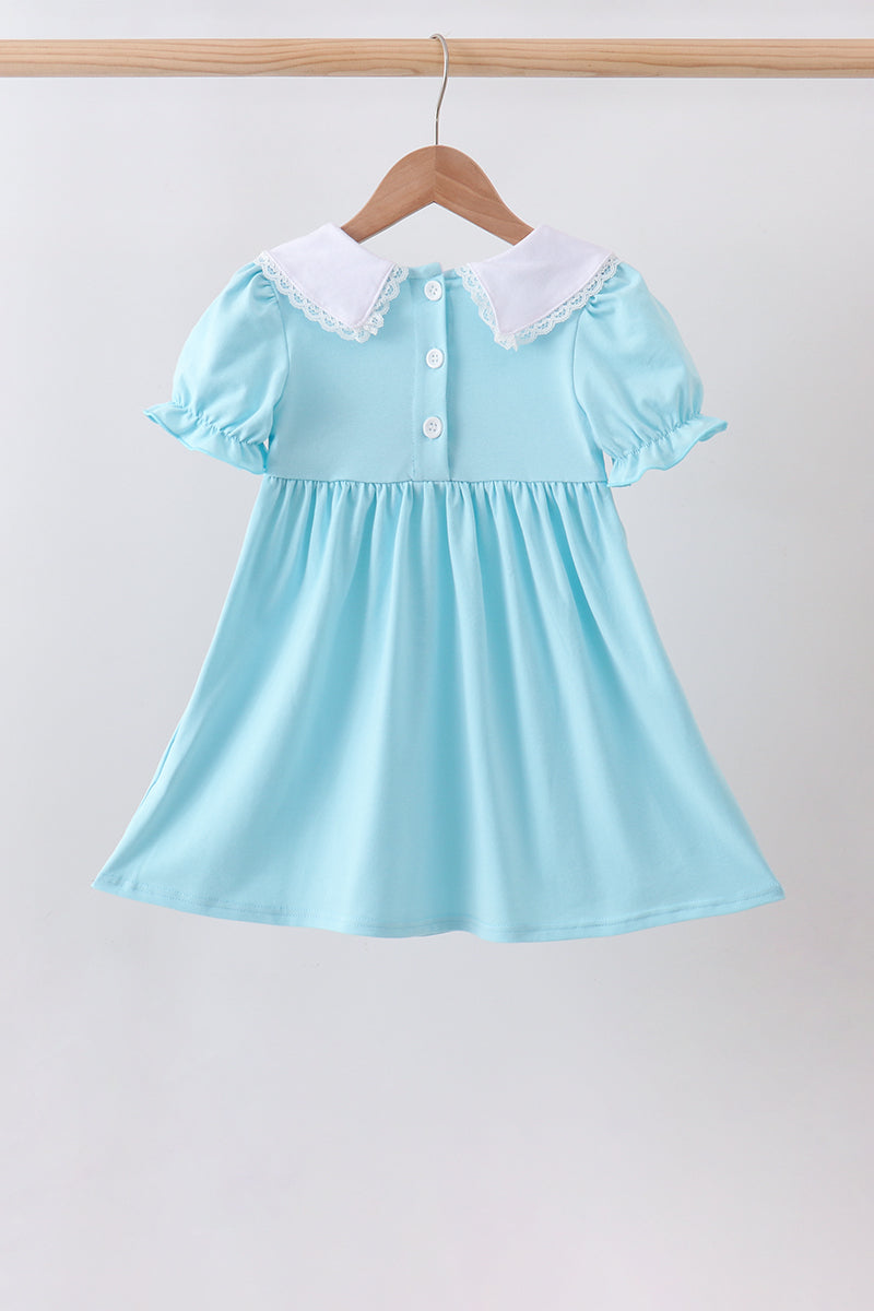 Blue Apple Smocked Lace Dress