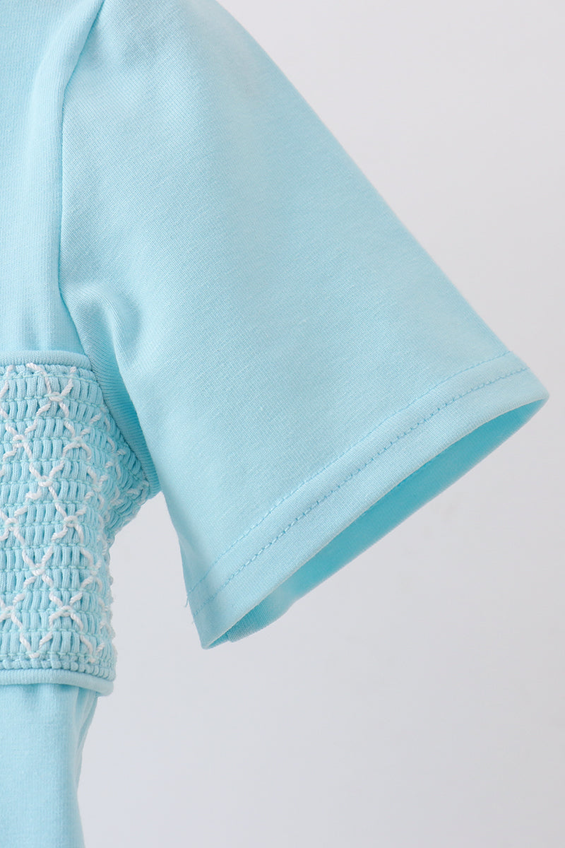 Blue Apple Smocked Top
