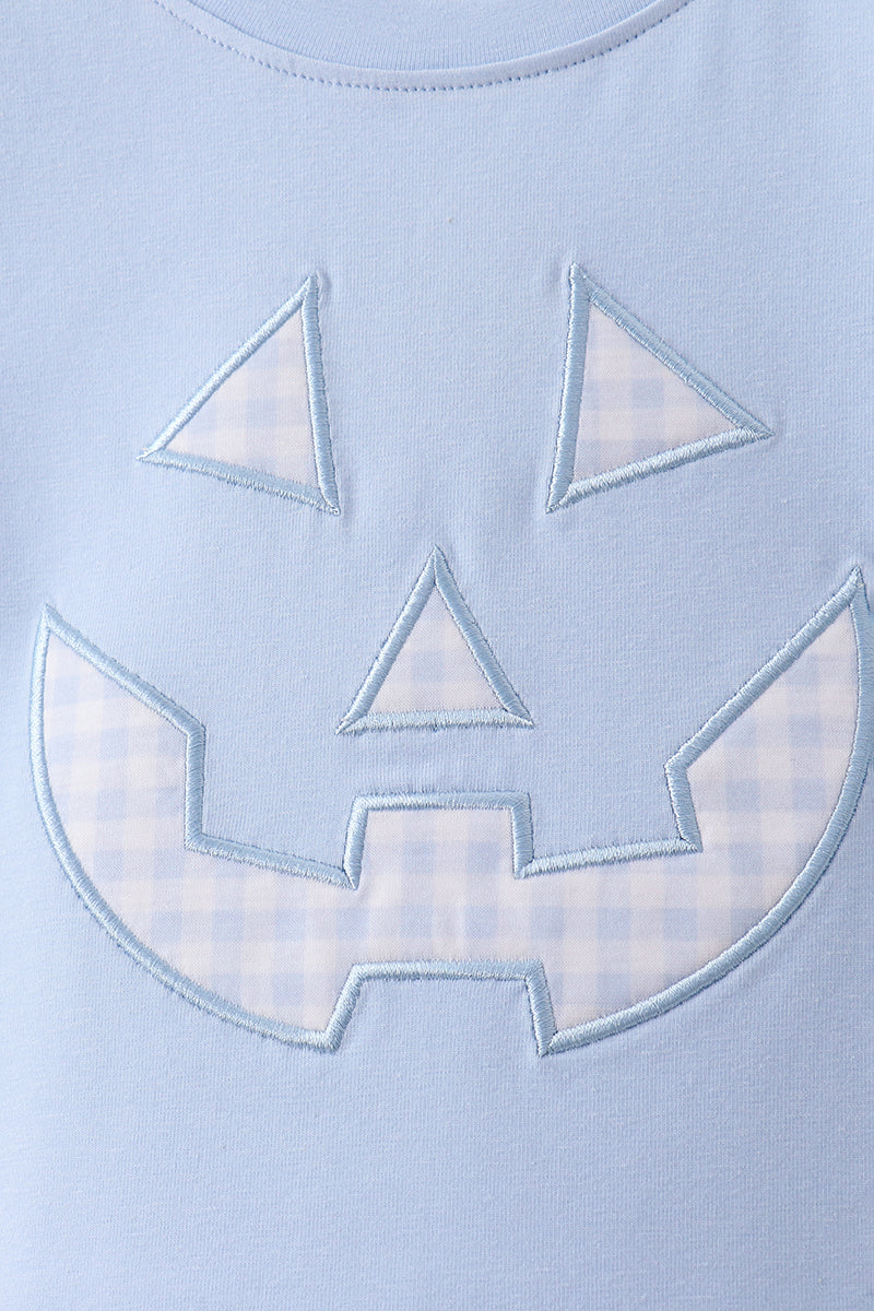 Blue Jack-O-Lantern  Applique Shorts Set