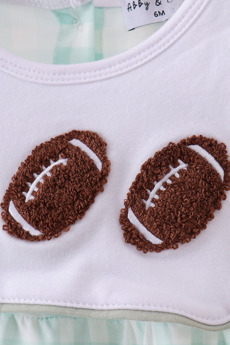 Green football french knot gingham bubble