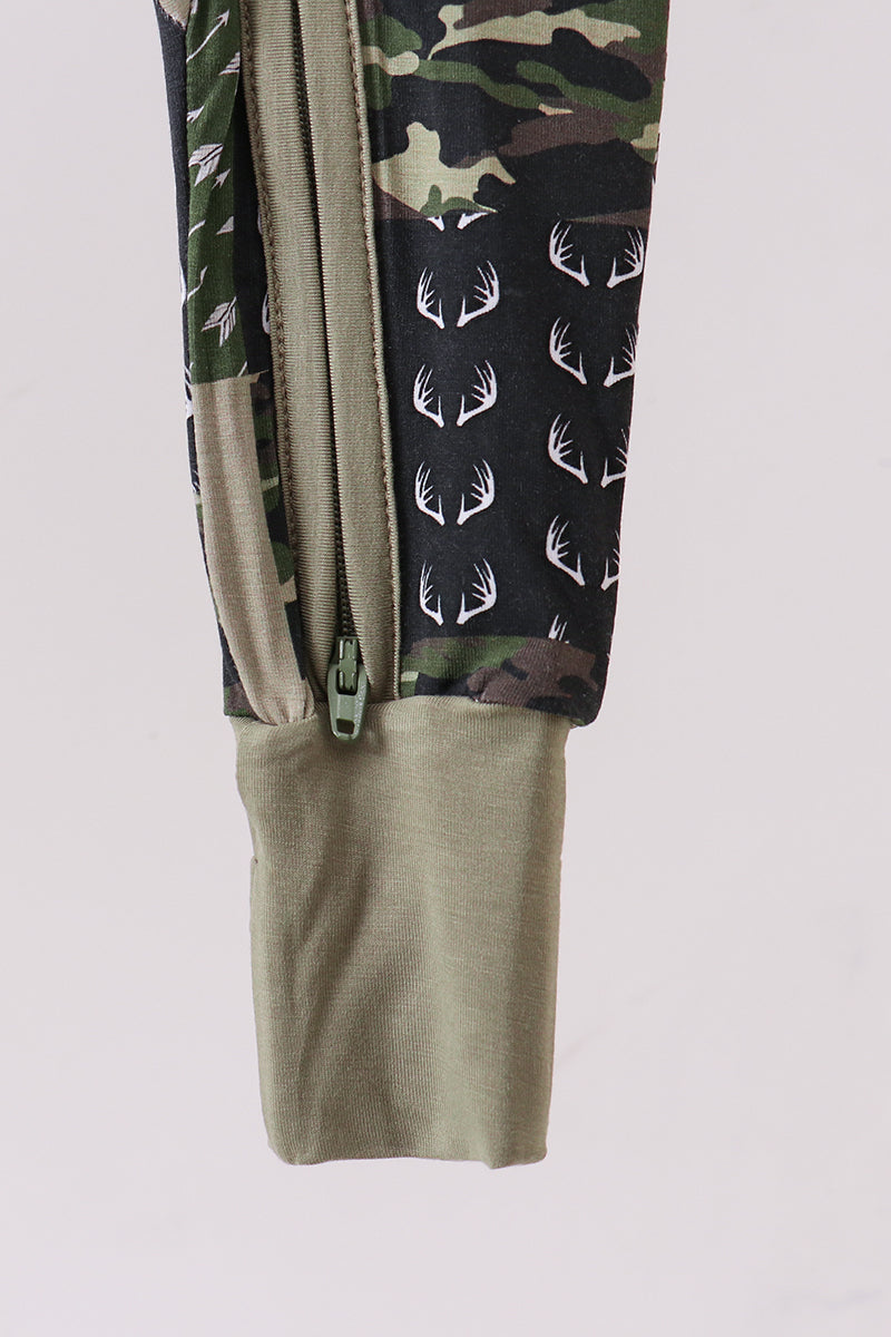 Camo Deer Bamboo Zip Romper