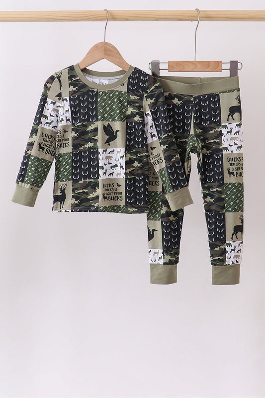 Camo Deer Bamboo Zip Pants Set