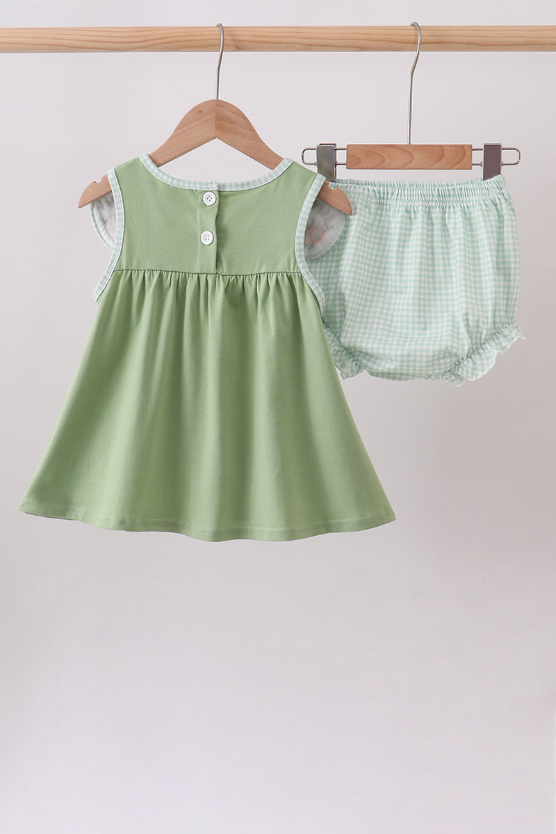 Sage Pumpkin Embroidered Bloomer Set