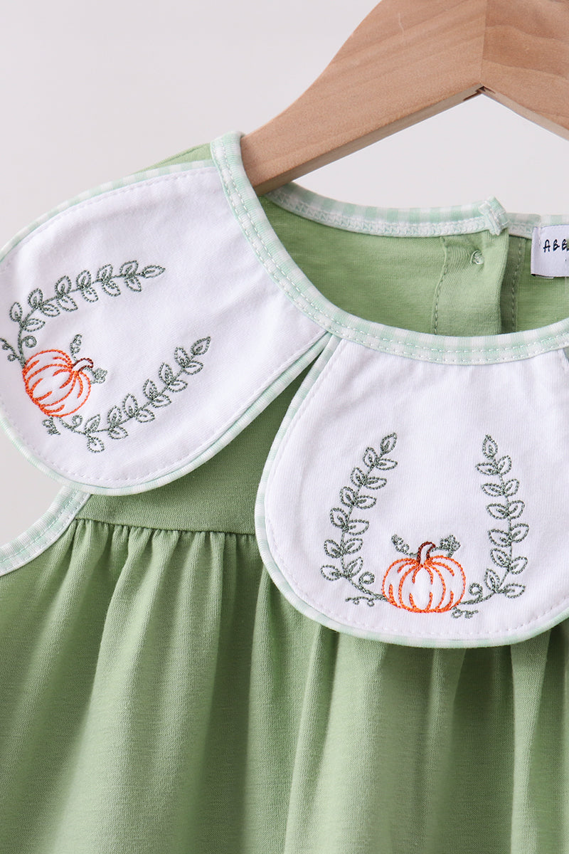 Sage Pumpkin Embroidered Ruffle Pants Set