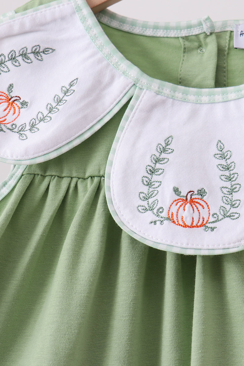 Sage Pumpkin Embroidered Ruffle Shorts Set