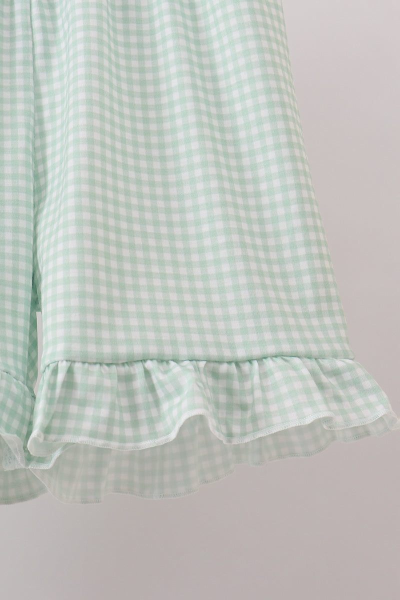 Sage Pumpkin Embroidered Ruffle Shorts Set