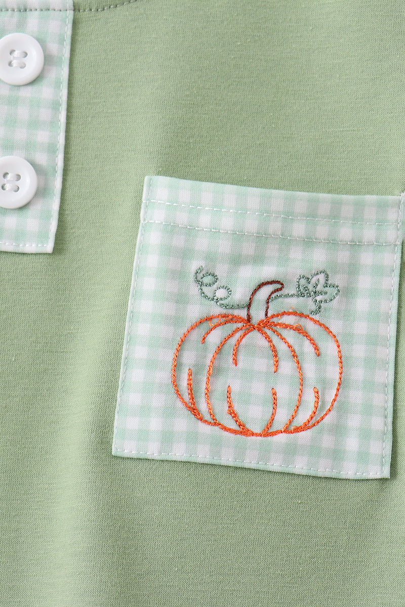 Sage Pumpkin Embroidered Shorts Set