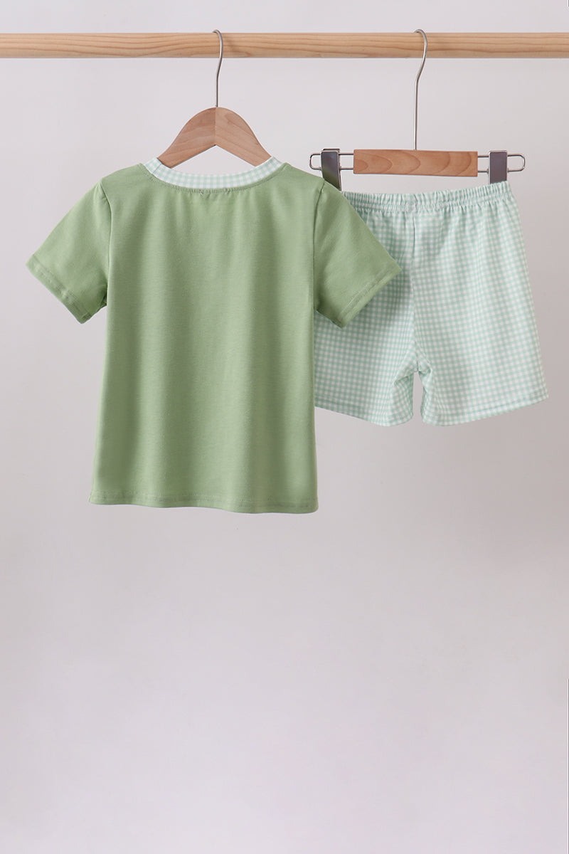 Sage Pumpkin Embroidered Shorts Set
