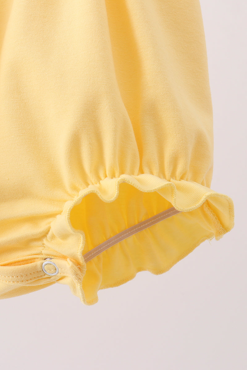 Mustard character embroidery ruffle bubble