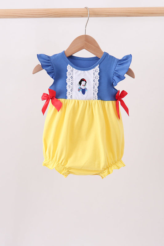 Royal blue&mustard character ruffle bubble