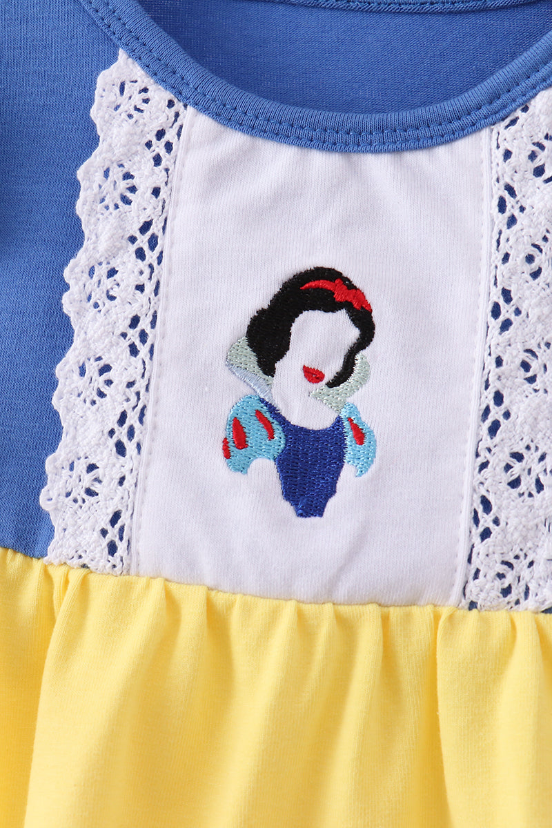 Royal blue&mustard character ruffle bubble