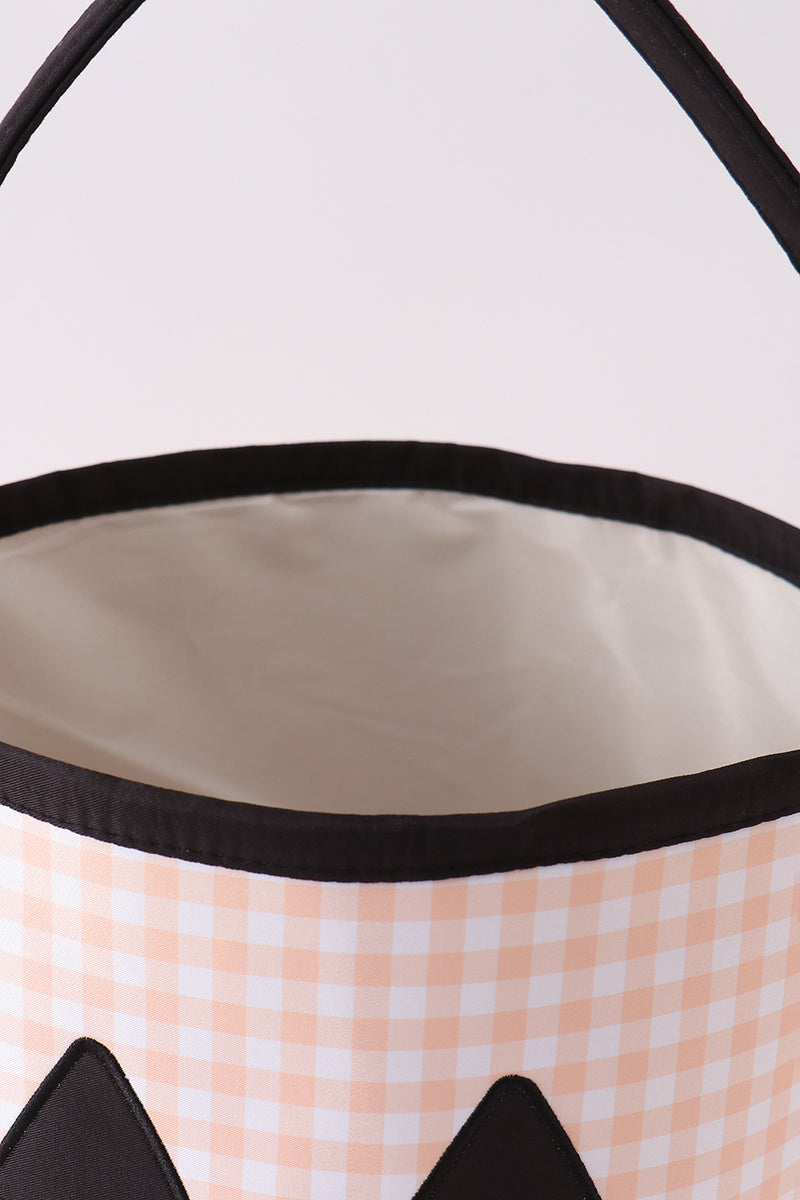 Apricot Pumpkin Applique Gingham Basket