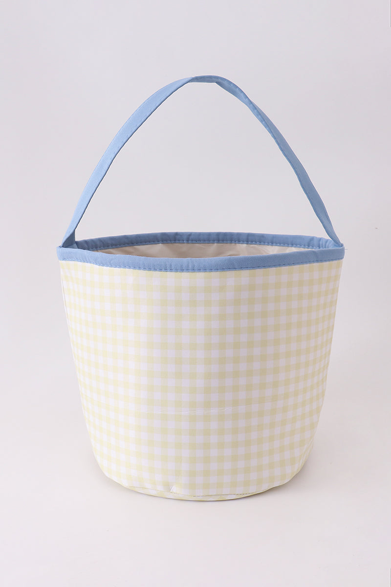 Yellow Pumpkin Applique Gingham Basket