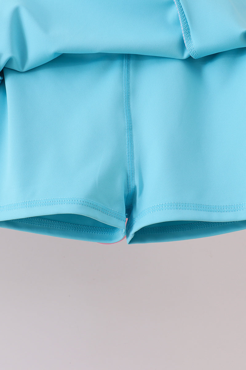 Blue Performance Scalloped Skorts Set
