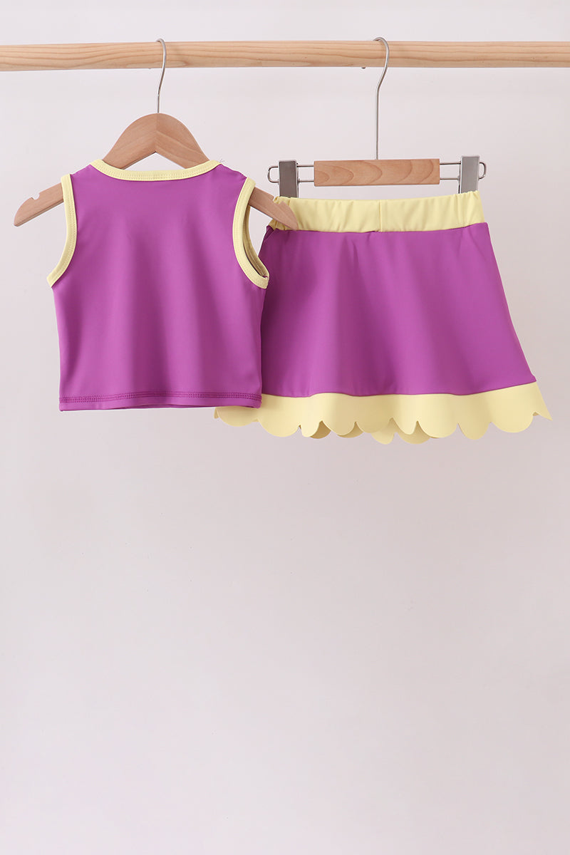 Purple Performance Scalloped Skorts Set
