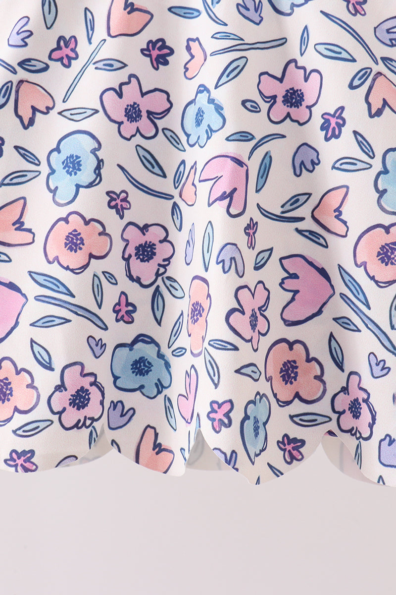 Floral Performance Scalloped Tank Dress
