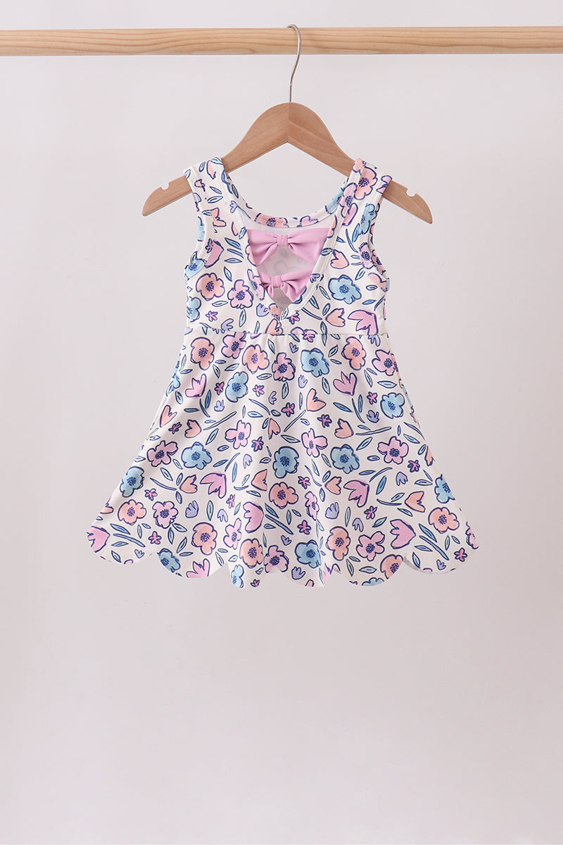 Floral Performance Scalloped Tank Dress