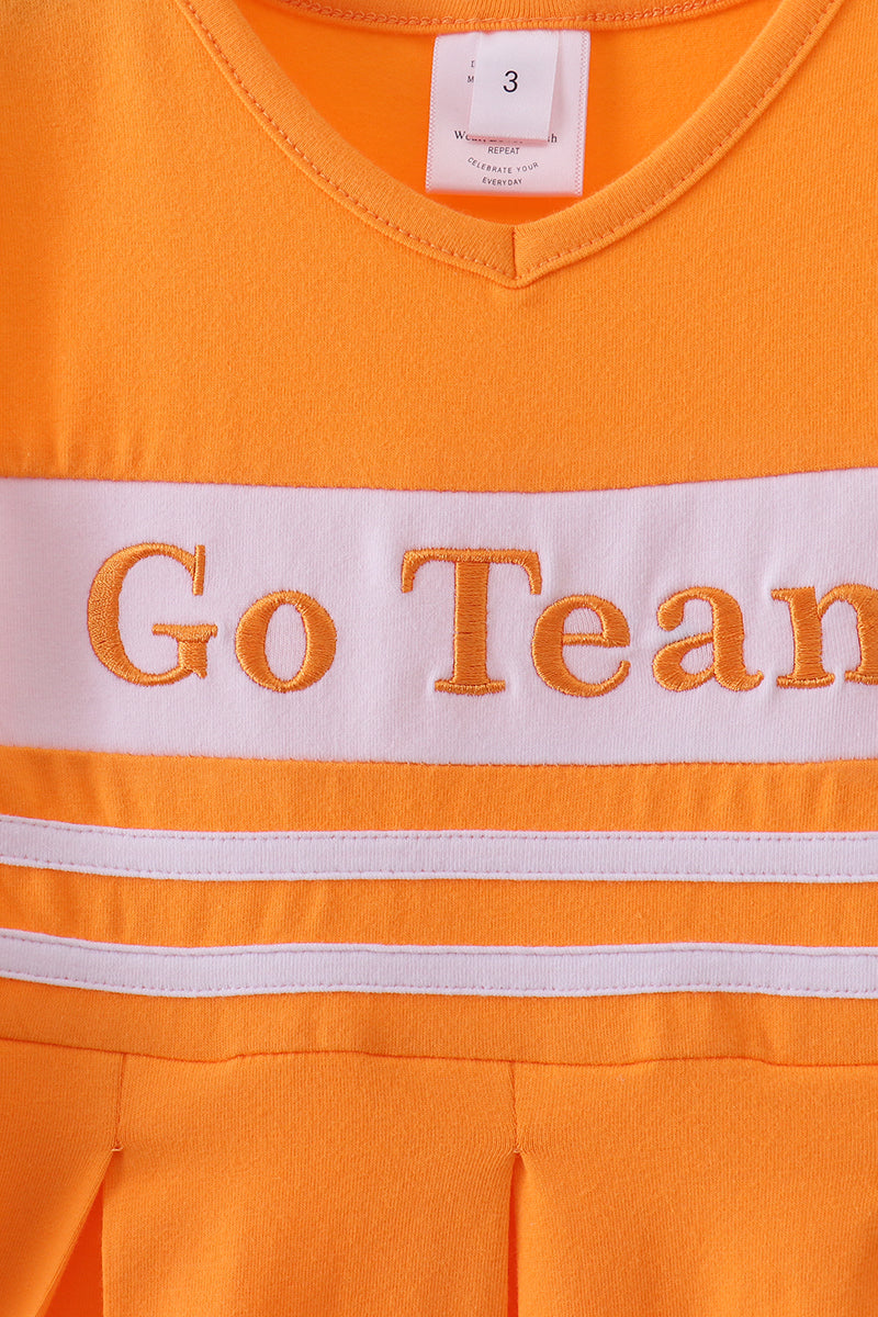 Premium Orange Tennessee Go Team embroidery ruffle dress