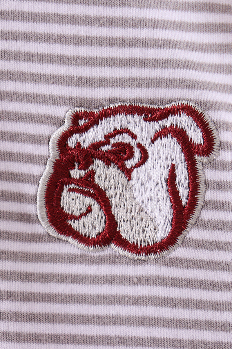 Premium Maroon Mississippi bulldog embroidery romper
