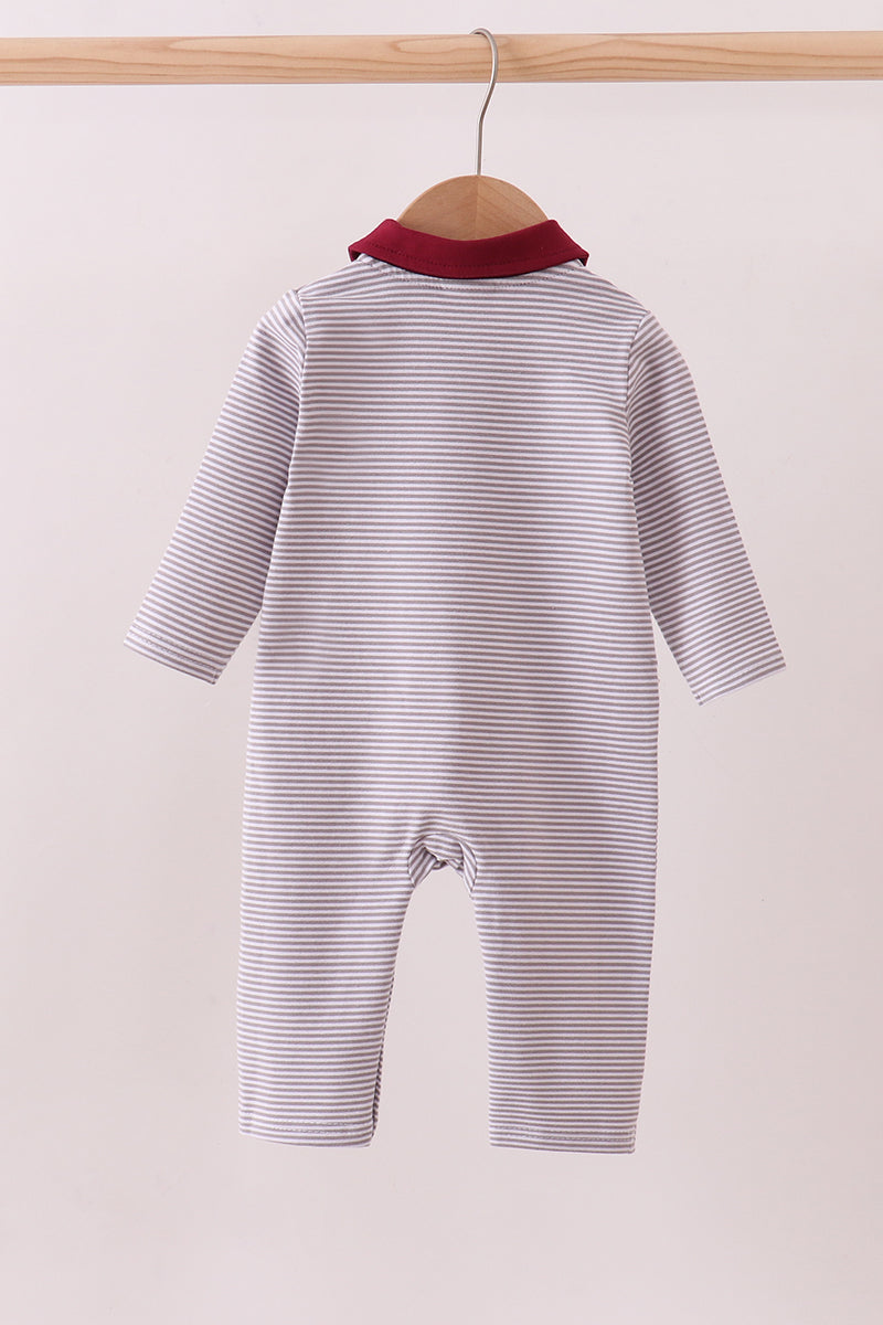 Premium Maroon Mississippi bulldog embroidery romper