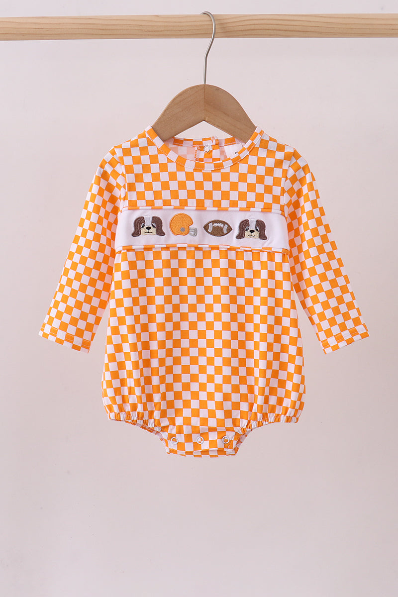 Orange Tennessee puppy embroidery checkered bubble