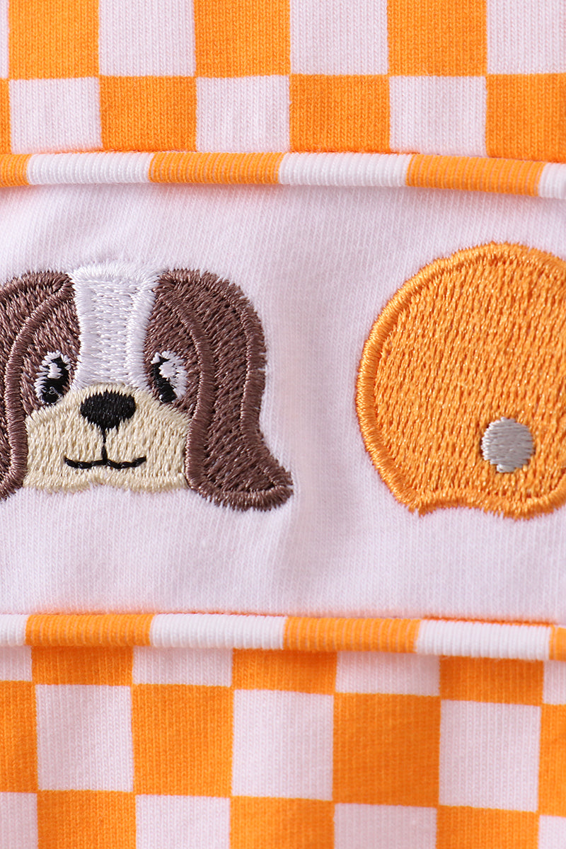 Orange Tennessee puppy embroidery checkered bubble