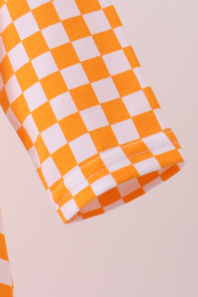 Orange Tennessee puppy embroidery checkered bubble
