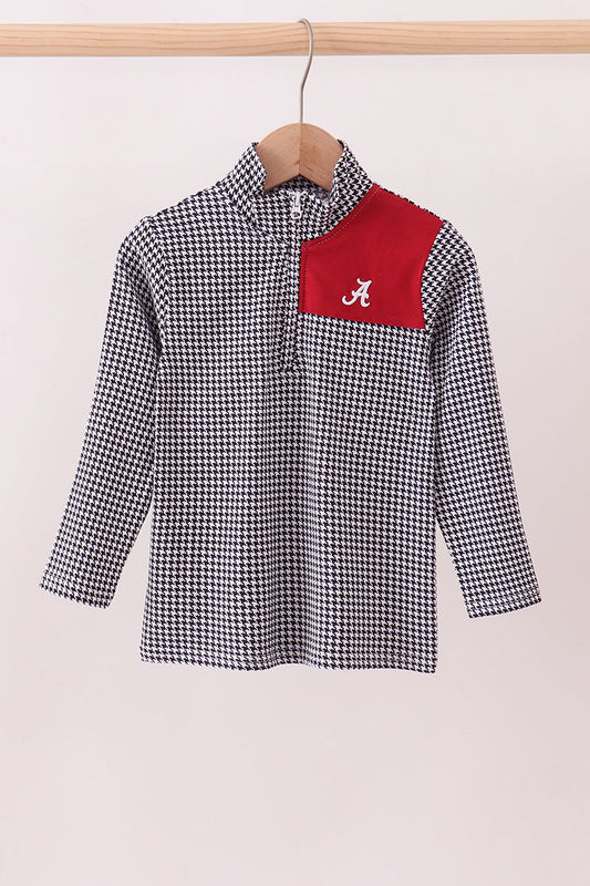 Premium Maroon Alabama embroidery gingham top
