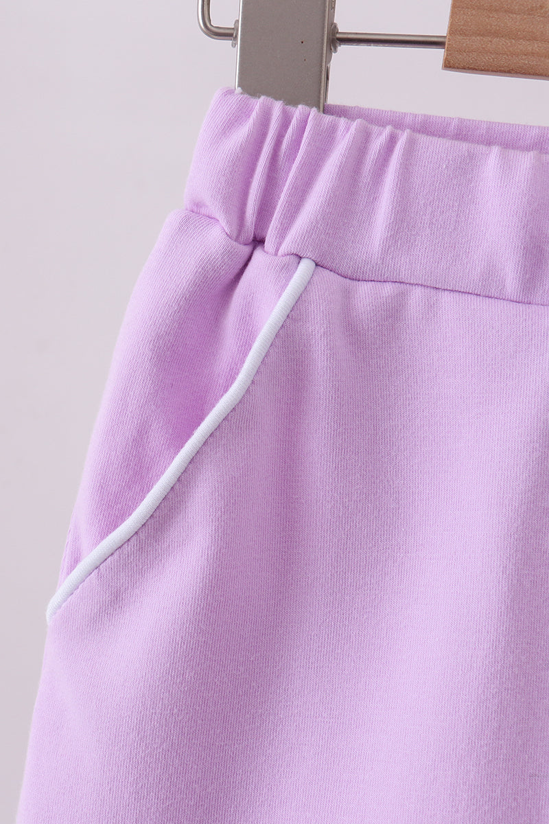 Purple scallop hem bow skort