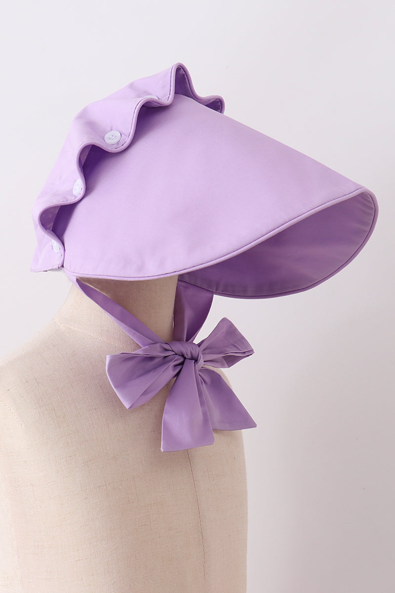 Purple ruffle bow bonnet