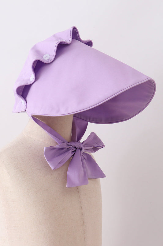 Purple ruffle bow bonnet