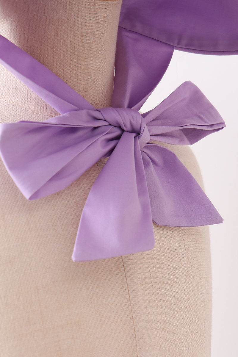 Purple ruffle bow bonnet