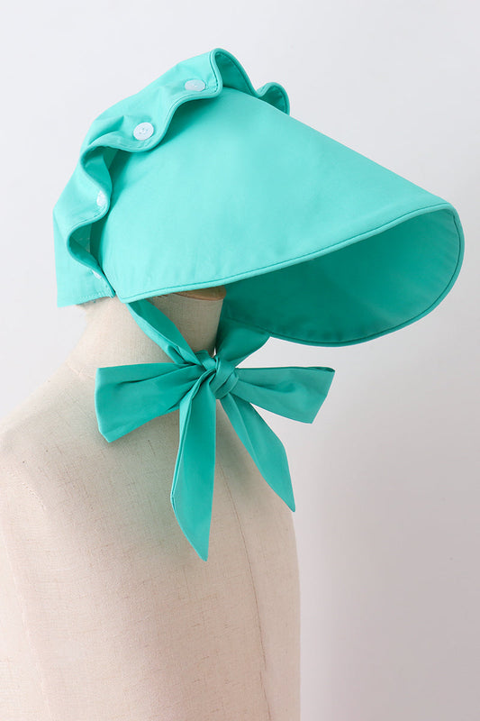 Green ruffle bow bonnet