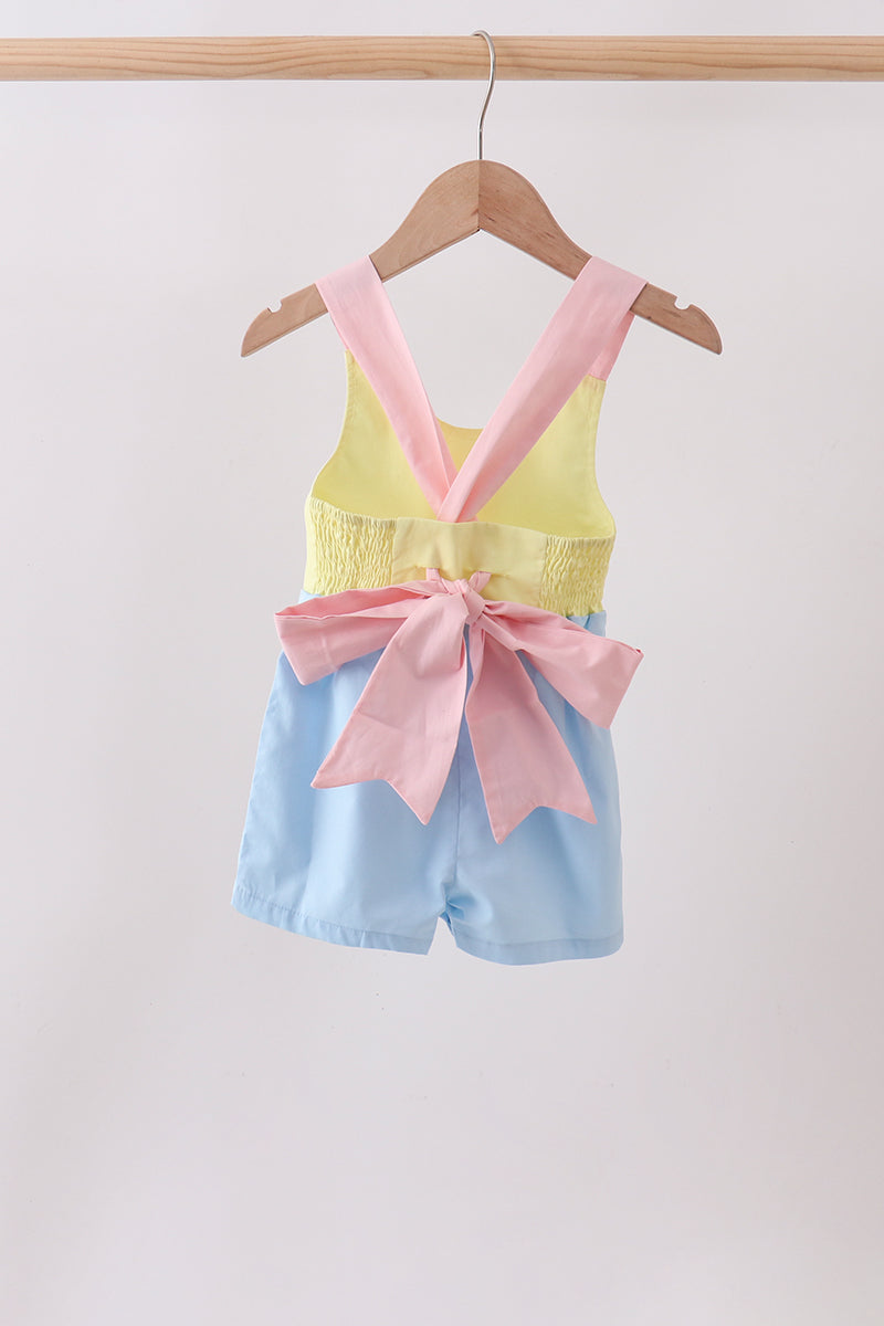 Yellow & blue ruffle bow bubble