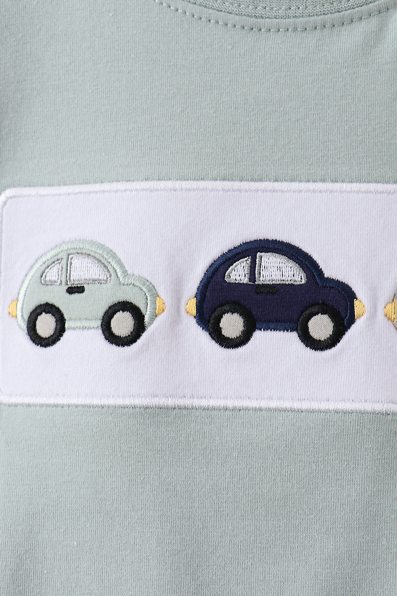 Green vehicle embroidery top