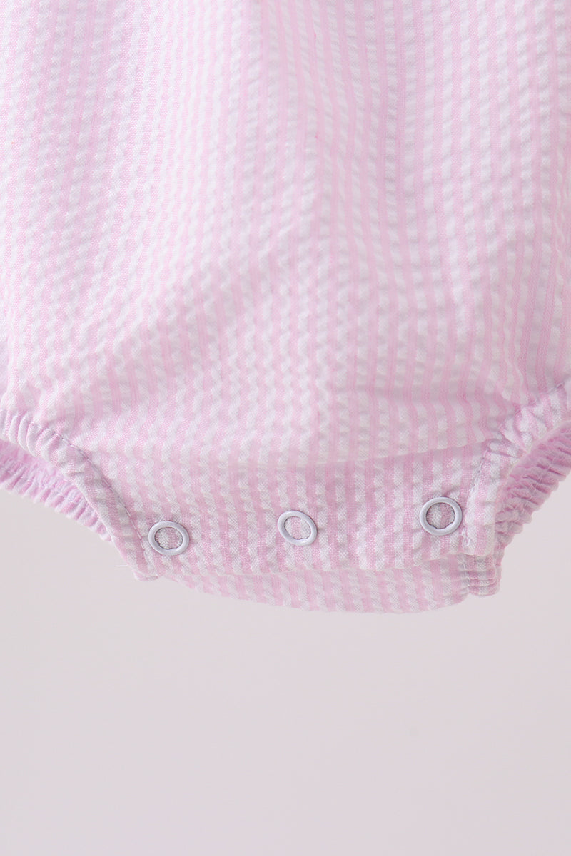 Pink stripe seersucker bow bubble