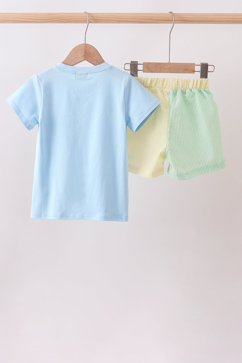 Colorblock pocket shorts set