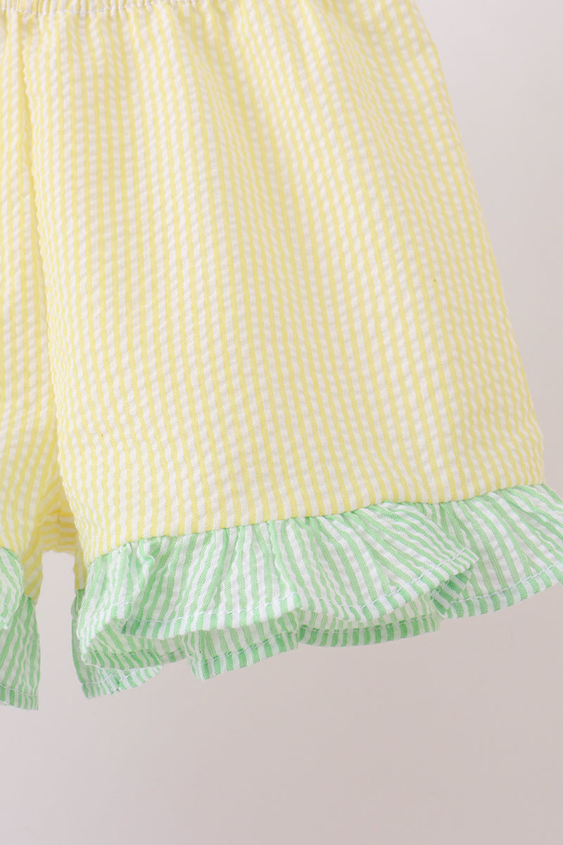 Colorblock ruffle shorts set