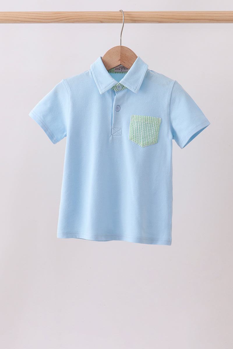 Blue pocket button down shirt