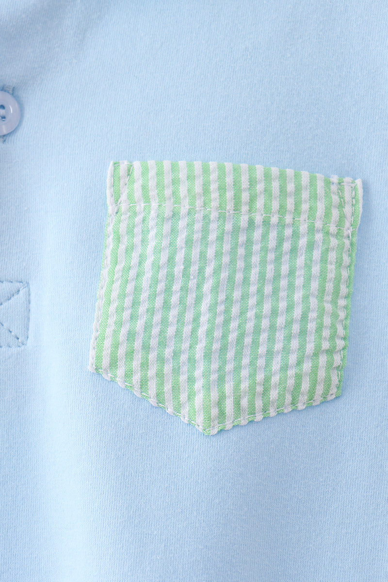 Blue pocket button down shirt
