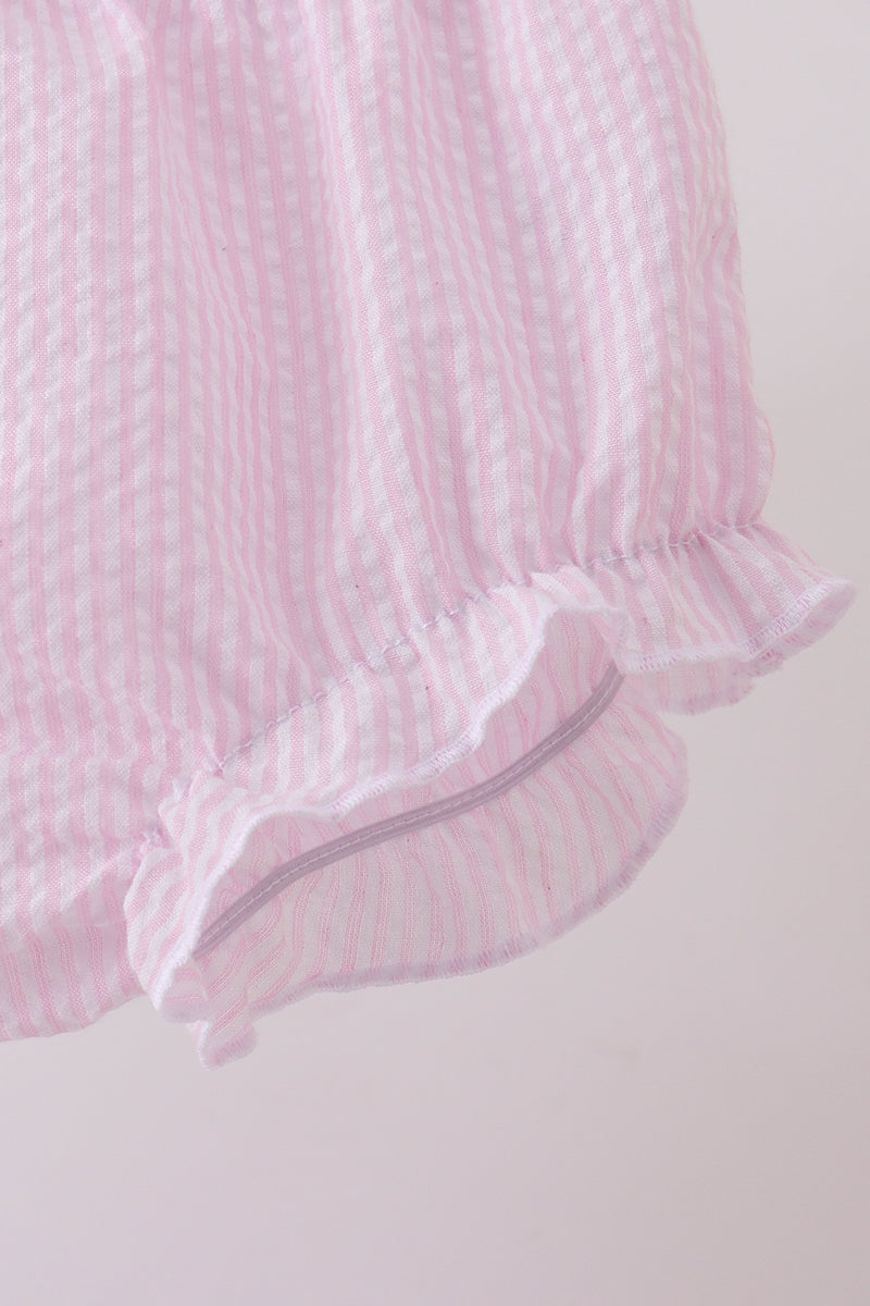Pink lemon ruffle gingham bloomer set