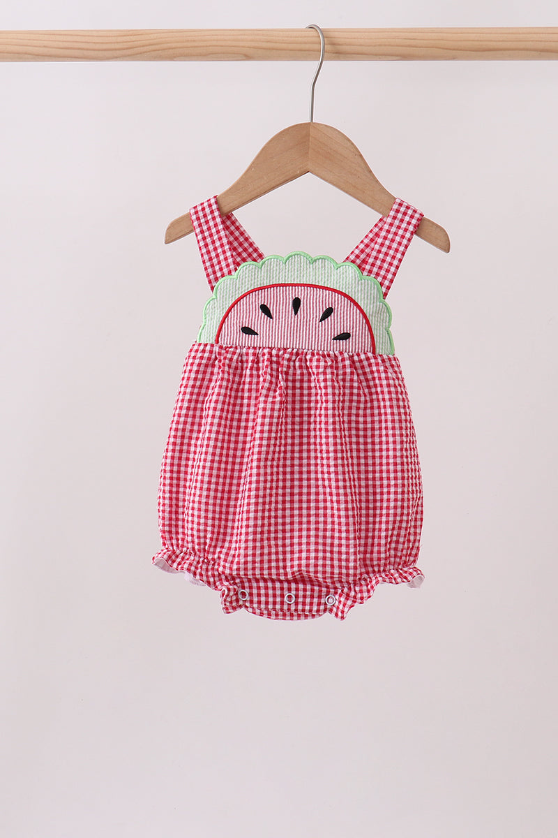 Red watermelon ruffle bubble