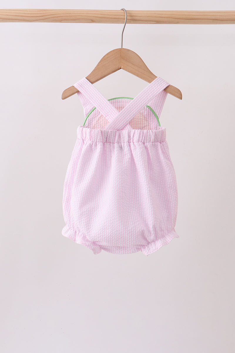 Pink lemon ruffle gingham bubble