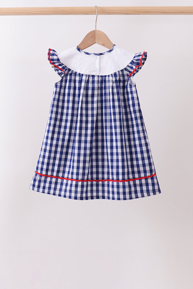 Black flag fireworks embroidery gingham dress