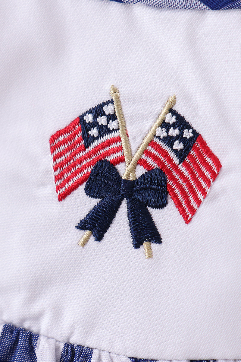 Black flag fireworks embroidery gingham dress