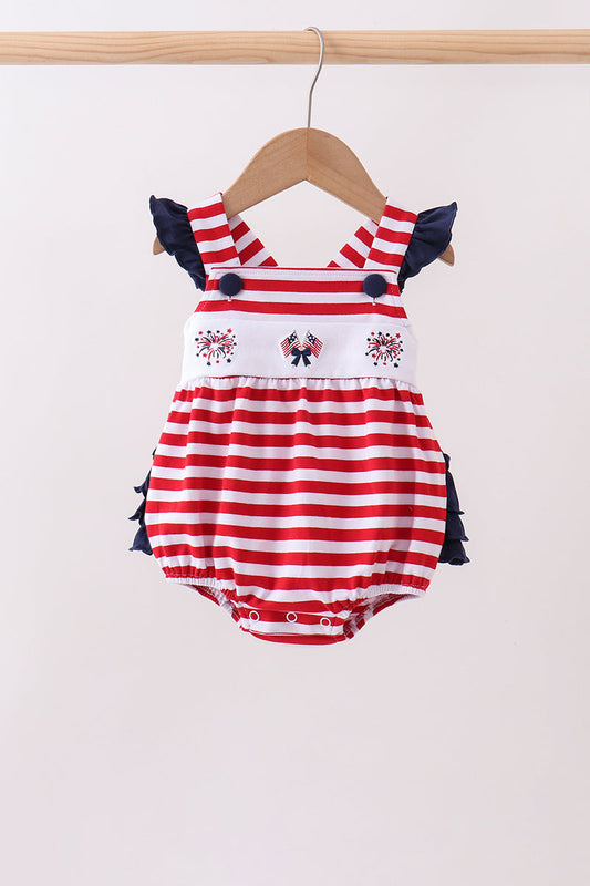 Red stripe flag fireworks embroidery ruffle bubble