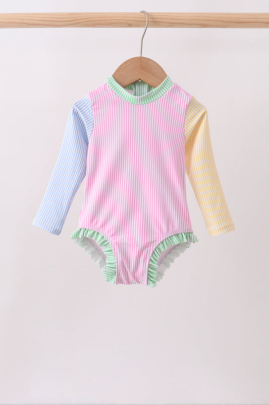 Pink stripe rashguard